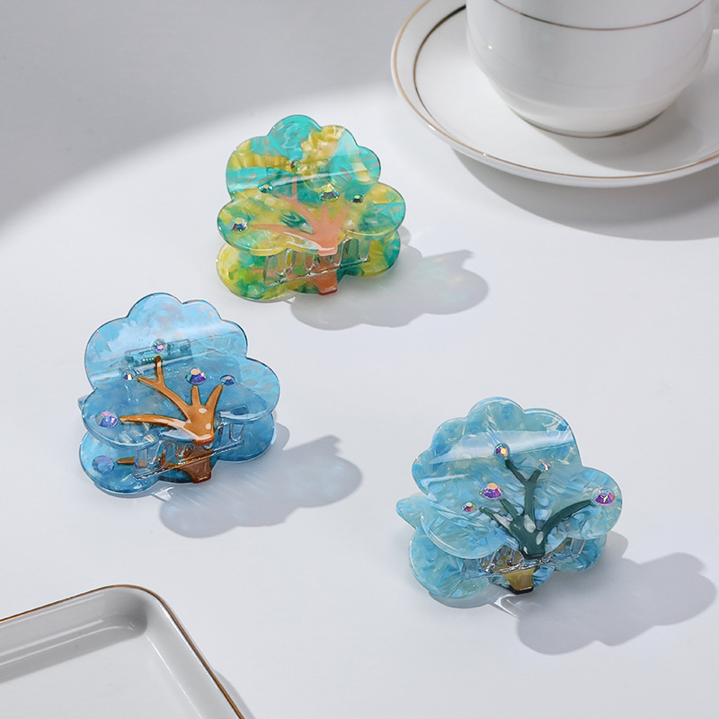 5.3cm Colorfl Tree Acetate Hiar Clips 여성 소녀를위한 헤어 액세서리